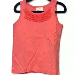 🌺 Hanna Andersson - Pink Tank Top w Ruffles - girls size 100 (US 4)🌺